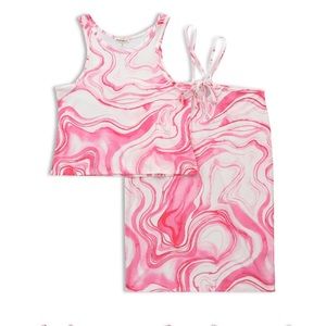 Derek Heart fitted crop racerback tank & high waisted tie wrap midi skirt set